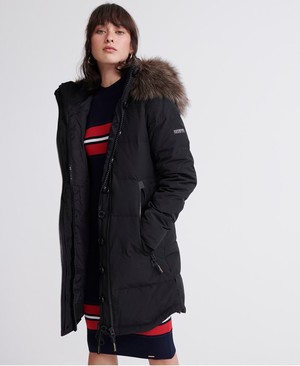 Superdry Premium Down Classics Rescue Parka Női Kabát Fekete/Arany | VYTPK6301